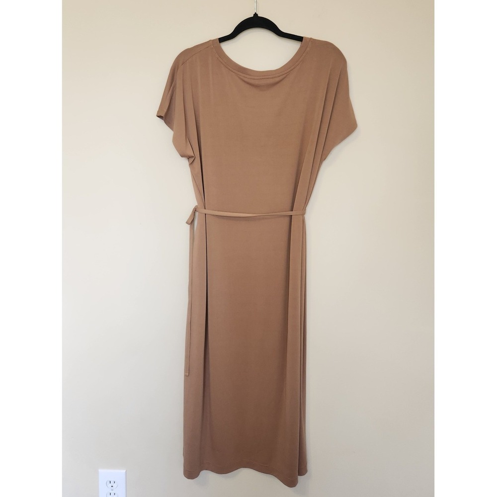 J Jill Womens Brown Modal Blend Short Sleeve Belted Midi Dress Large NWT - Picture 3 of 5